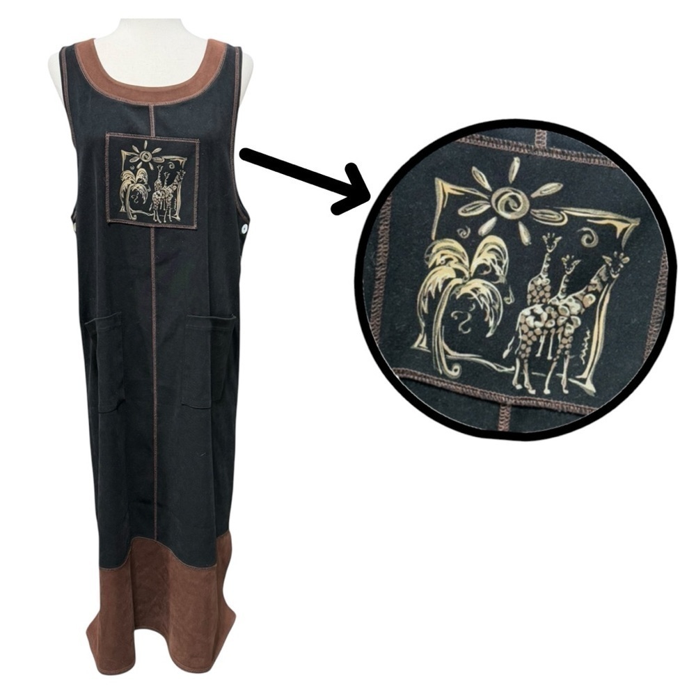 California‎ Concepts Vintage Maxi Jumper Dress Size 6 Safari Giraffe Black Brown